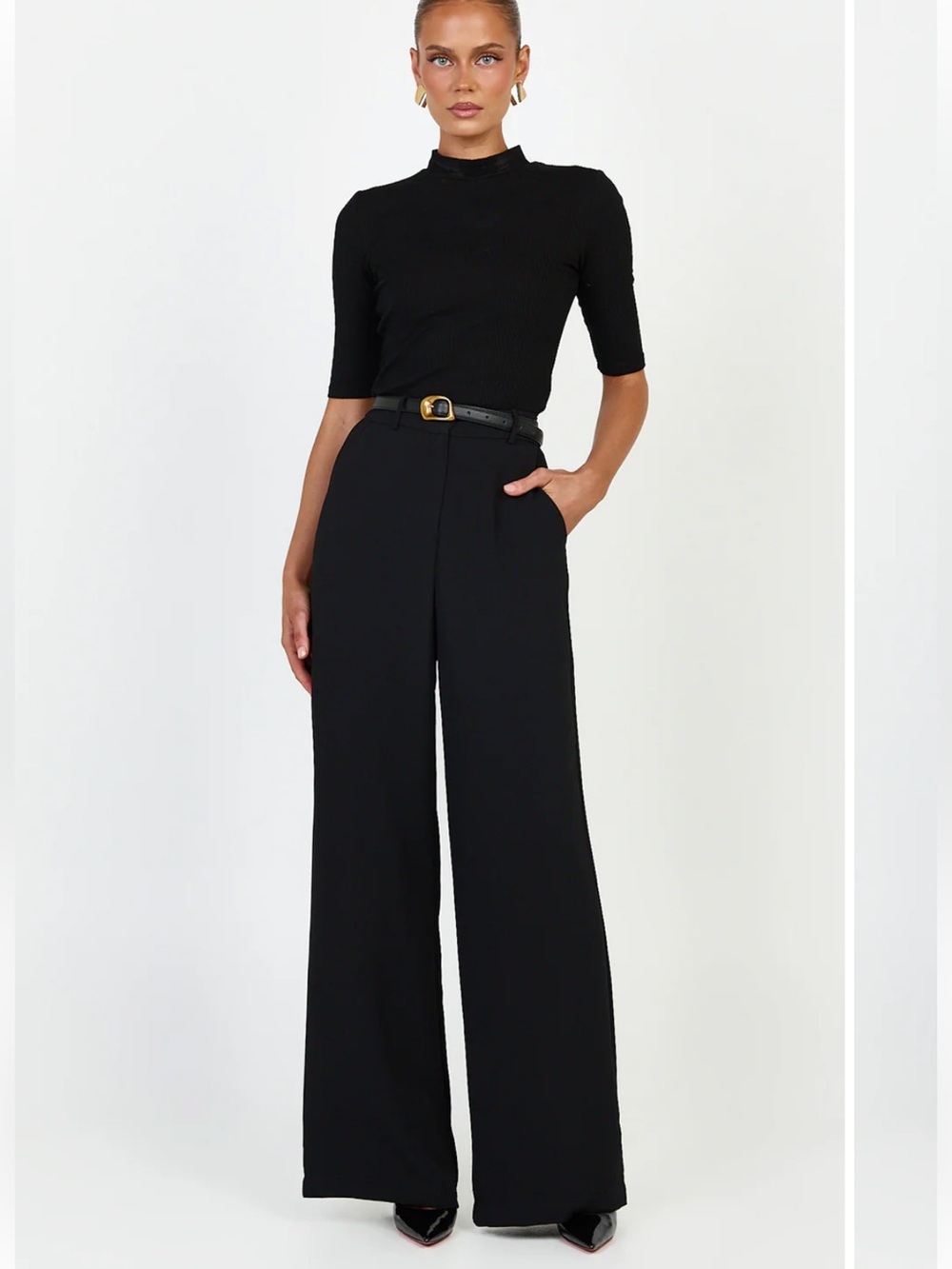 Showpo Bonnie High Waisted Tailored Wide Leg Pants in Black
